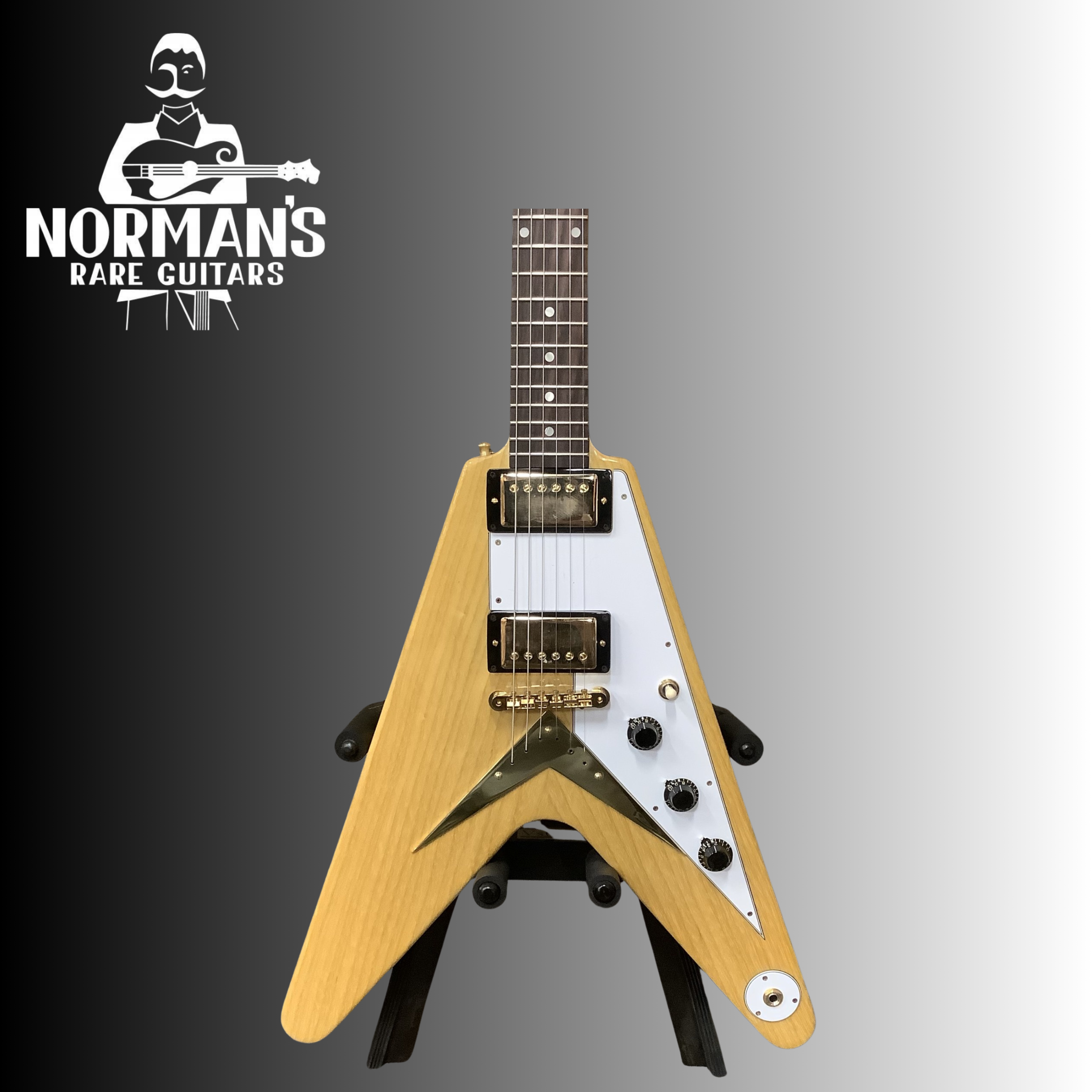 2023 Gibson 1958 Korina Flying V Reissue (White Pickguard) Natural