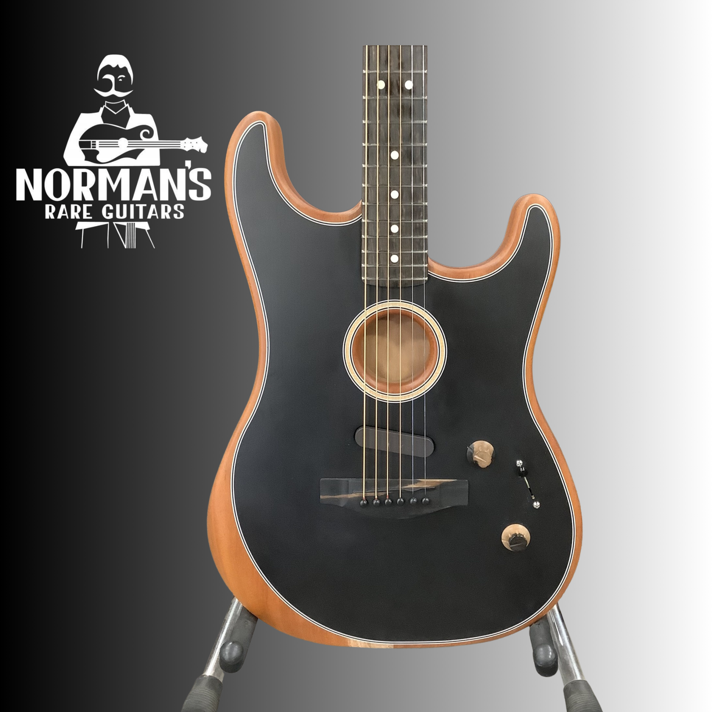 Used Fender Strat Acoustasonic Black Made In USA