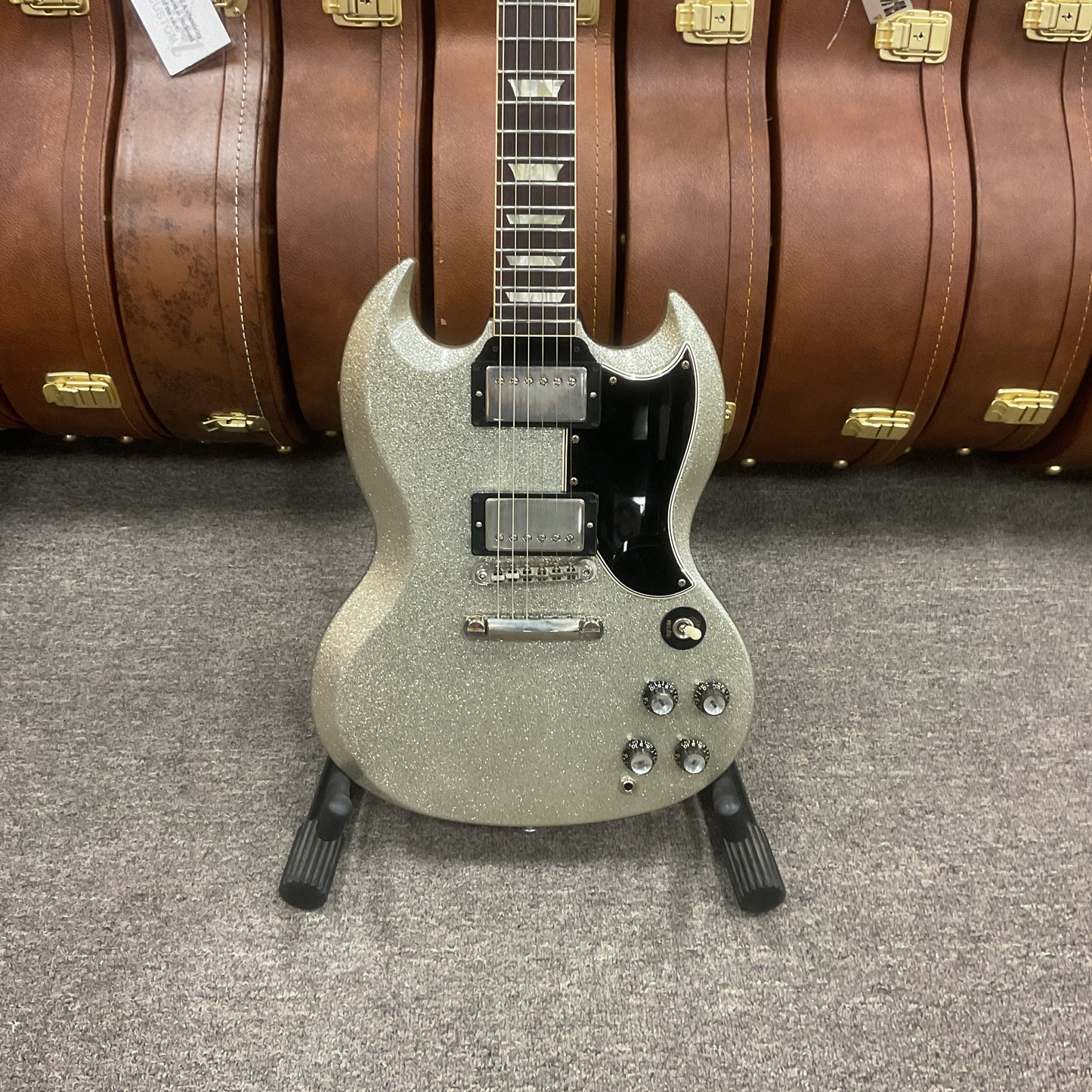 2022 Gibson Custom '61 SG STD Antique Silver Sparkle