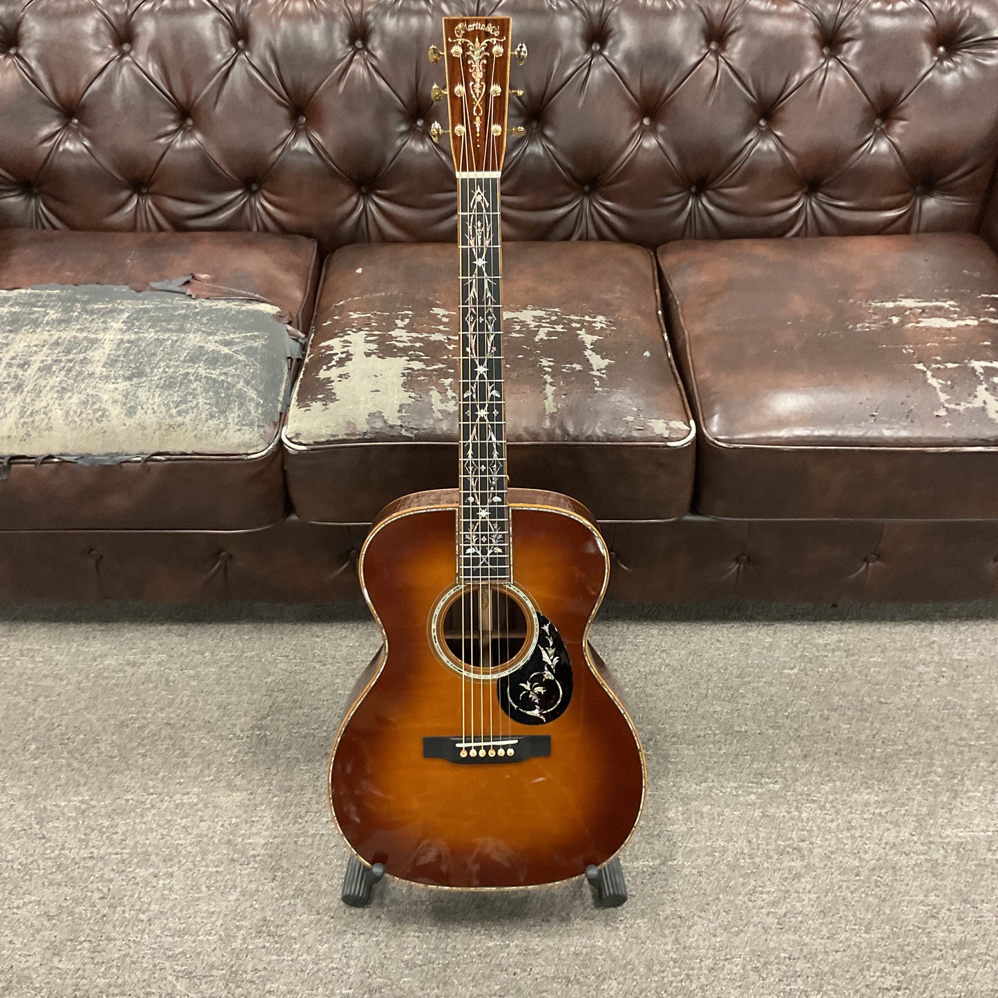 2015 Martin Custom Shop OM-45 Sunburst Guatemalan Rosewood Vine Inlays Shaded Top