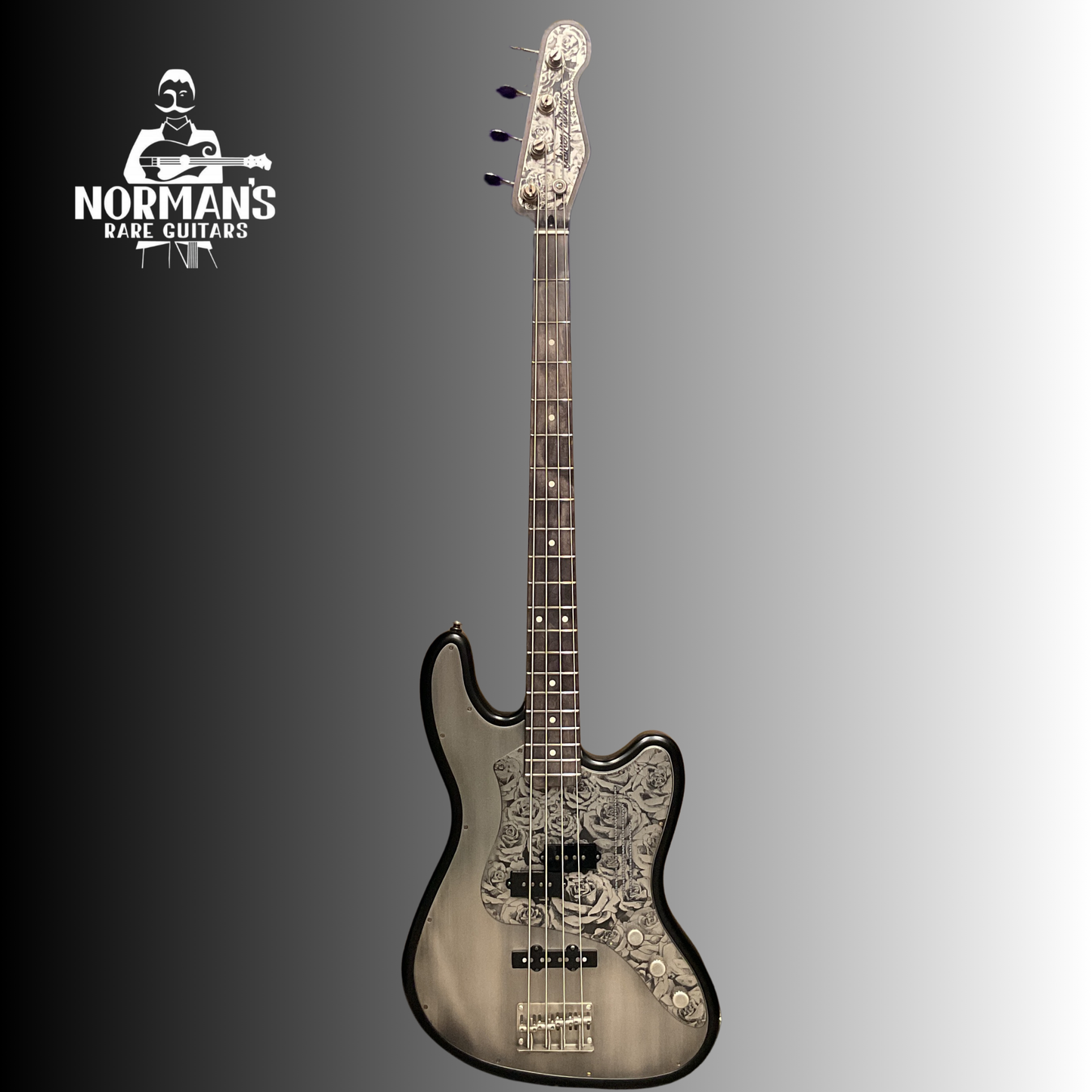 2019 James Trussart P Bass Style Silver Roses Engraved Steel Top