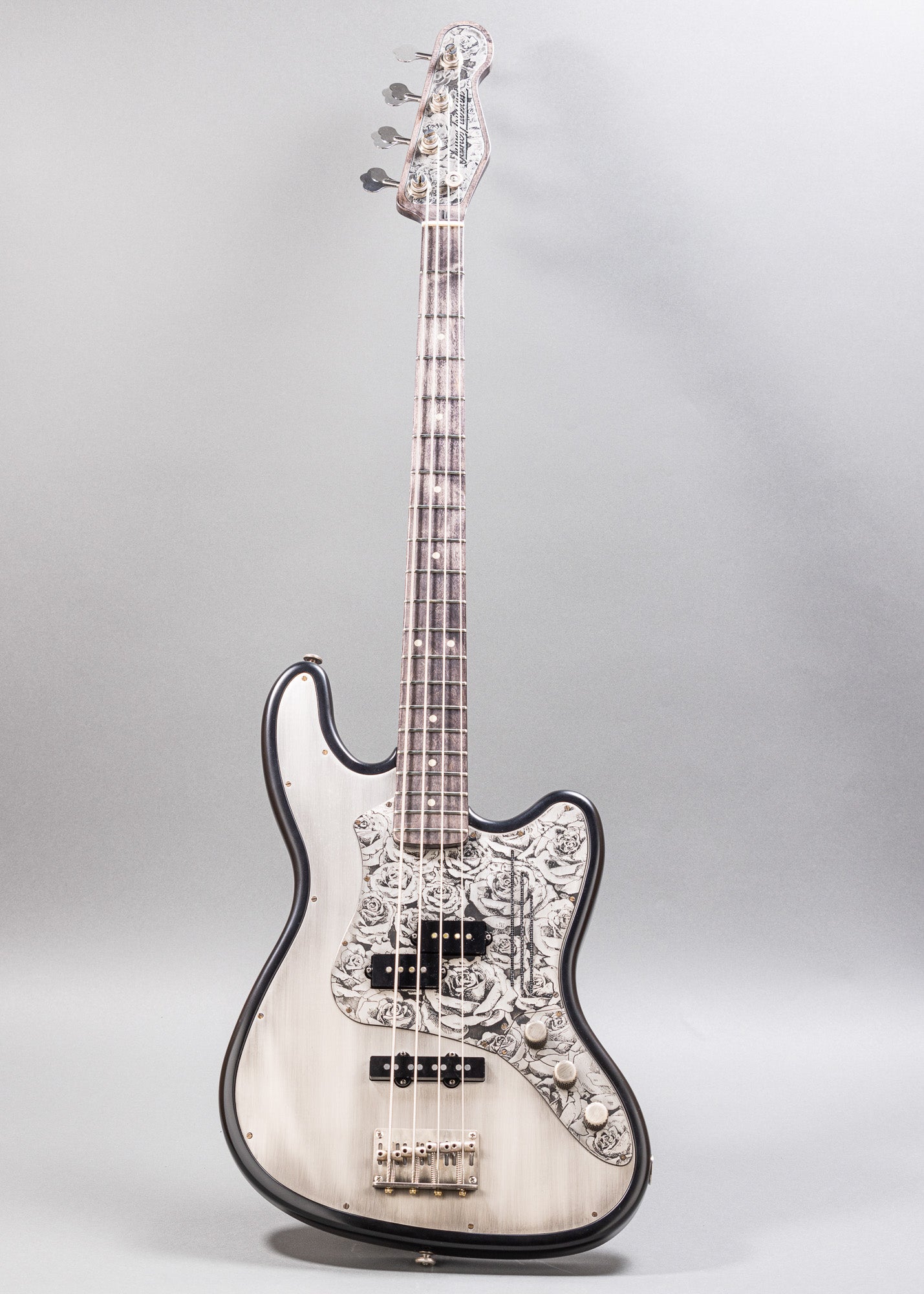 2019 James Trussart P Bass Style Silver Roses Engraved Steel Top