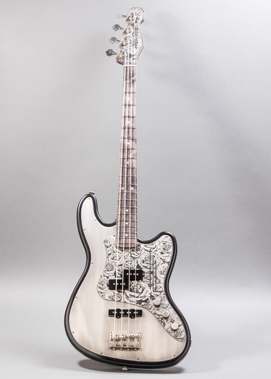 2019 James Trussart P Bass Style Silver Roses Engraved Steel Top