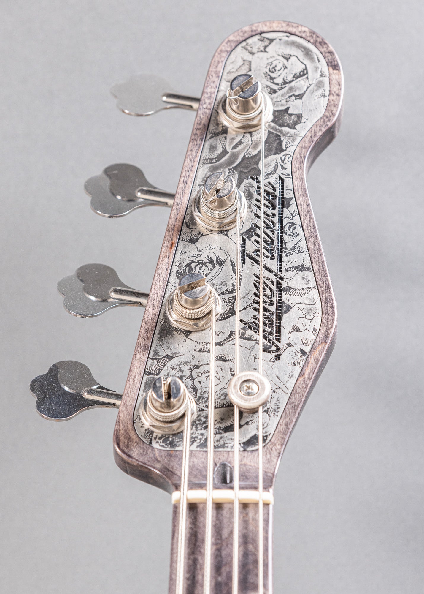 2019 James Trussart P Bass Style Silver Roses Engraved Steel Top